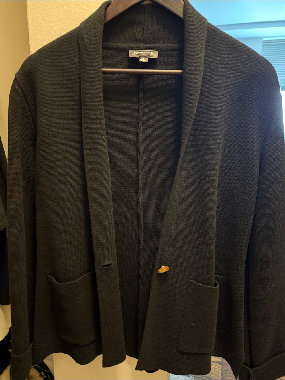 summersalt Black Open-Front Knit Cardigan